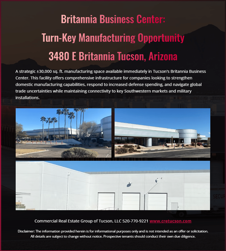 Britannia Business Center: Turn-Key Manufacturing Opportunity 3480 E Britannia Tucson, Arizona