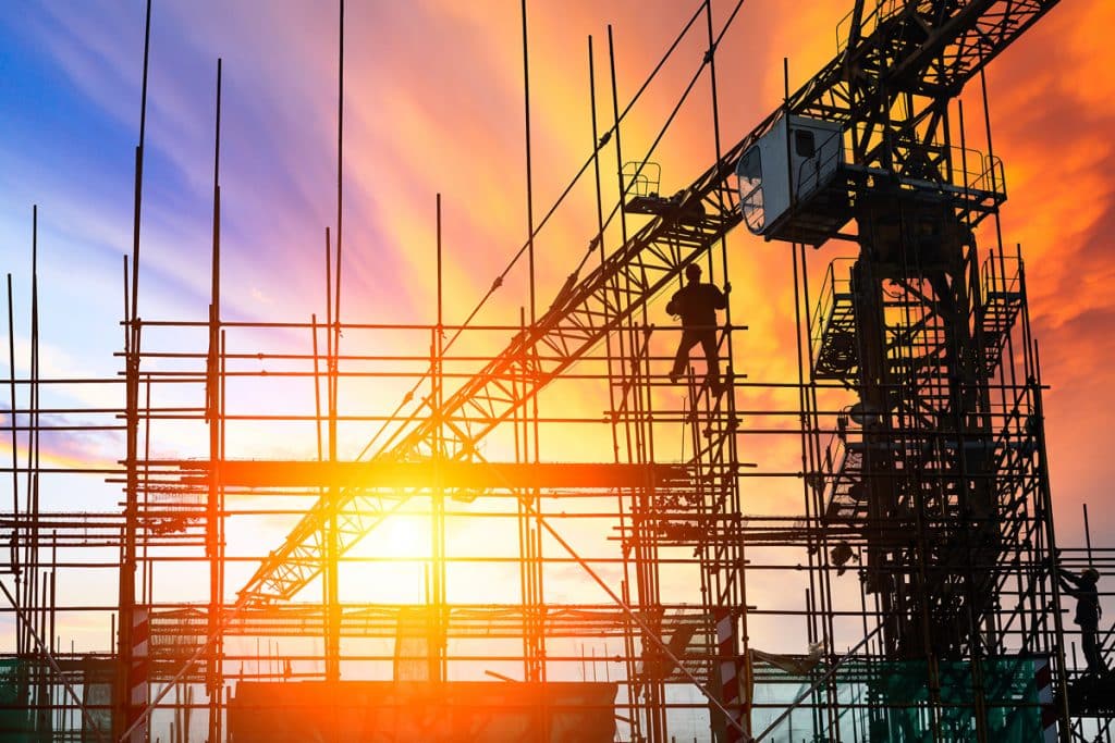 Construction at sunset in Tucson Arizona